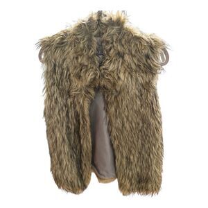 Ci Sono by Cavalini Faux Fur Long Vest Shaggy Statement Boho Festival Size L